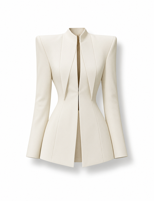 European & American Style White Tailored Blazer Jacket