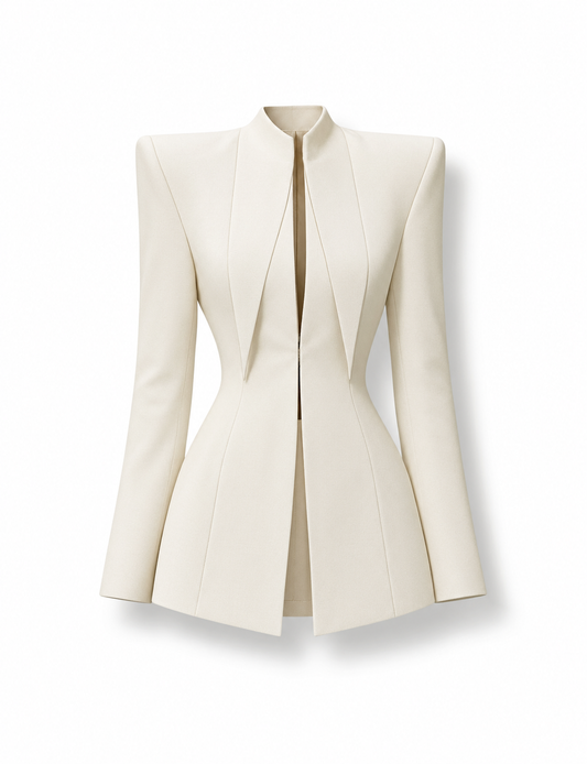 European & American Style White Tailored Blazer Jacket