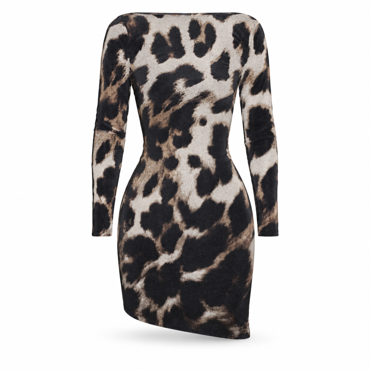 Leopard Print Long Sleeve Bodycon Mini Dress